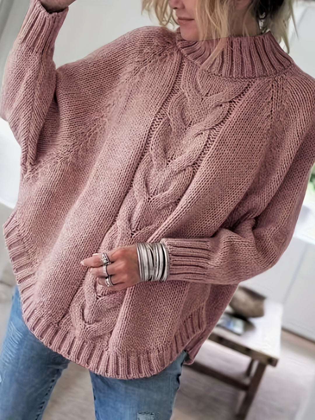 Corinne | Cozy High-Neck Cable-Knit Jumper