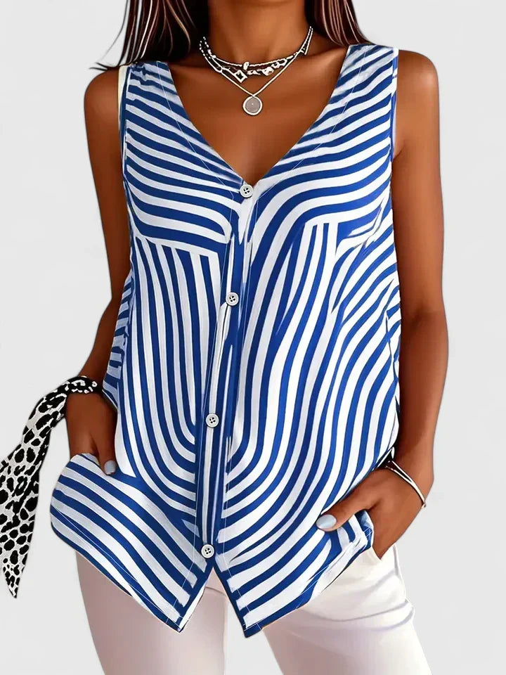 Brenda | Sleeveless Button-Front Blouse