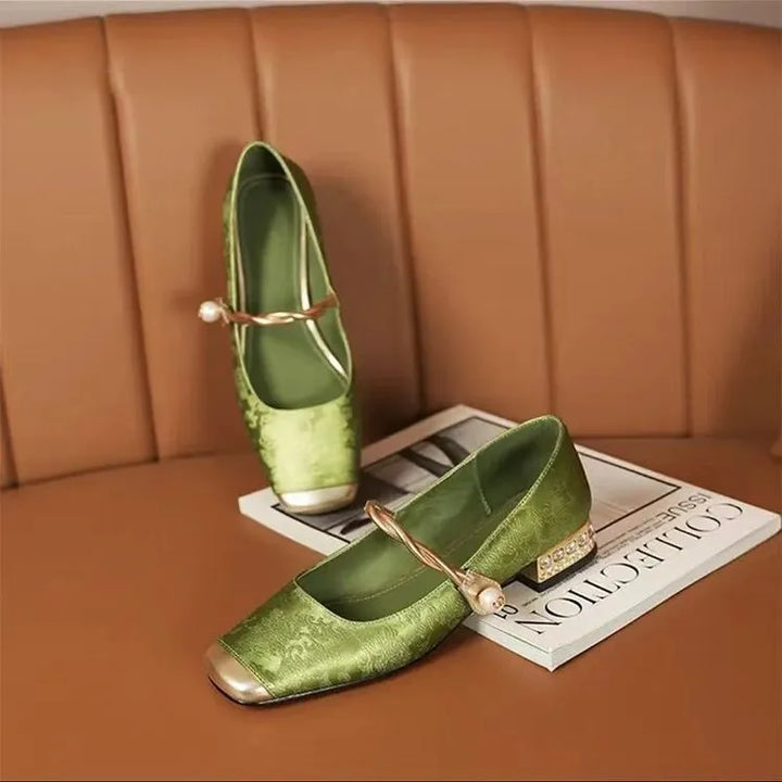 Camille | Vintage Braided Pearl Strap Shoes