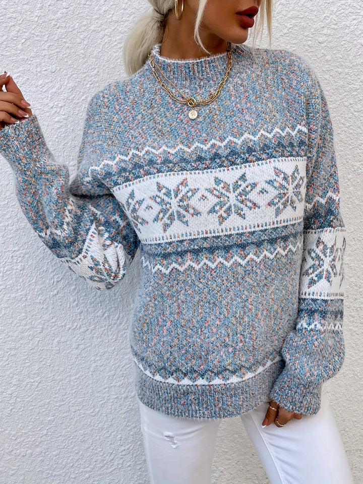 Tamsin | Cozy Snowflake Mock-Neck Jumper