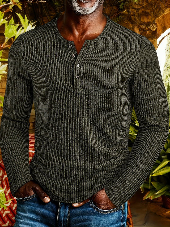 Griffin | Textured Ribbed Henley Shirt