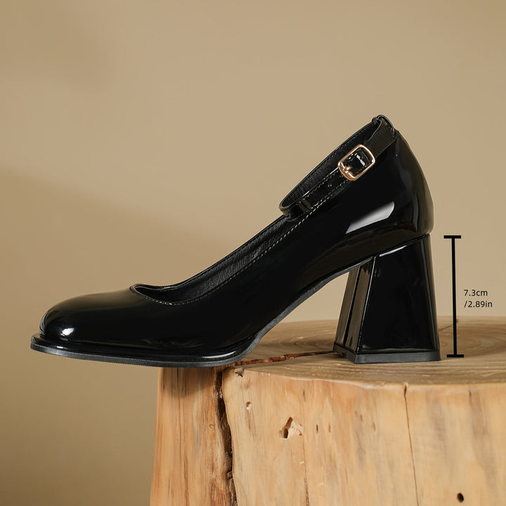 Celeste | Classic Shiny Patent Strap Heels