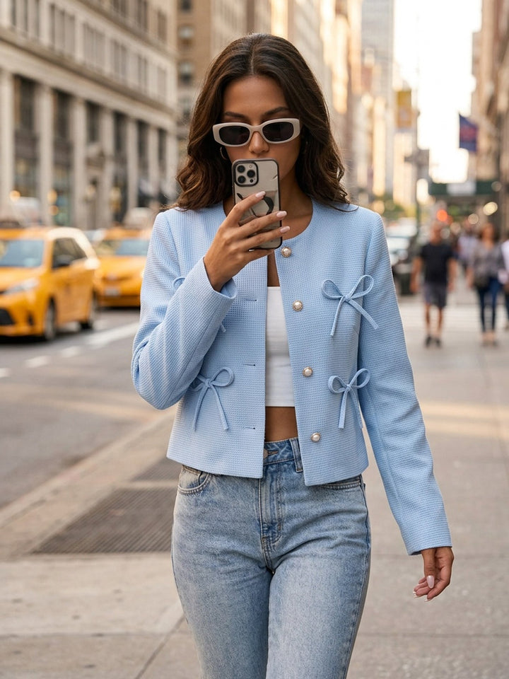 Odette | Bow-Detail Cropped Jacket
