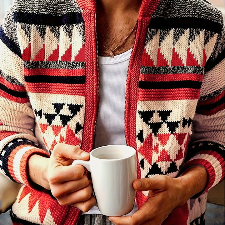 Callum | Patterned Zip-Up Cardigan