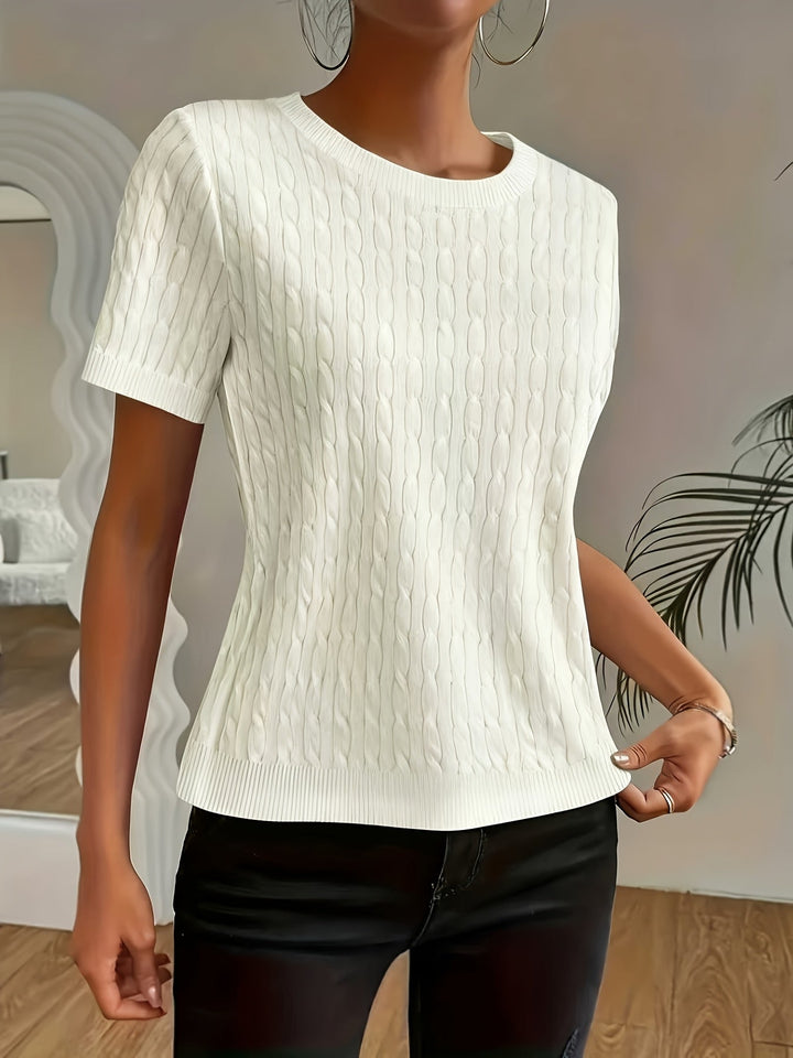 Tabitha | Textured Round Neck Short Sleeve Top
