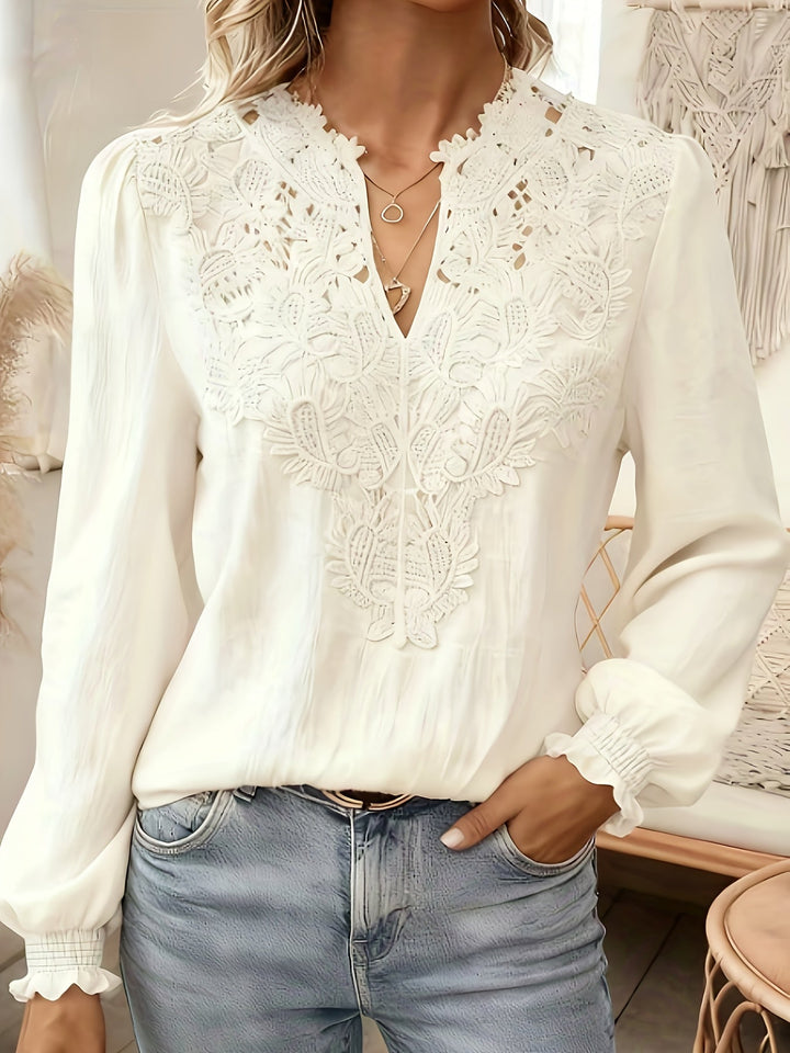 Delia | Embroidered V-Neck Blouse