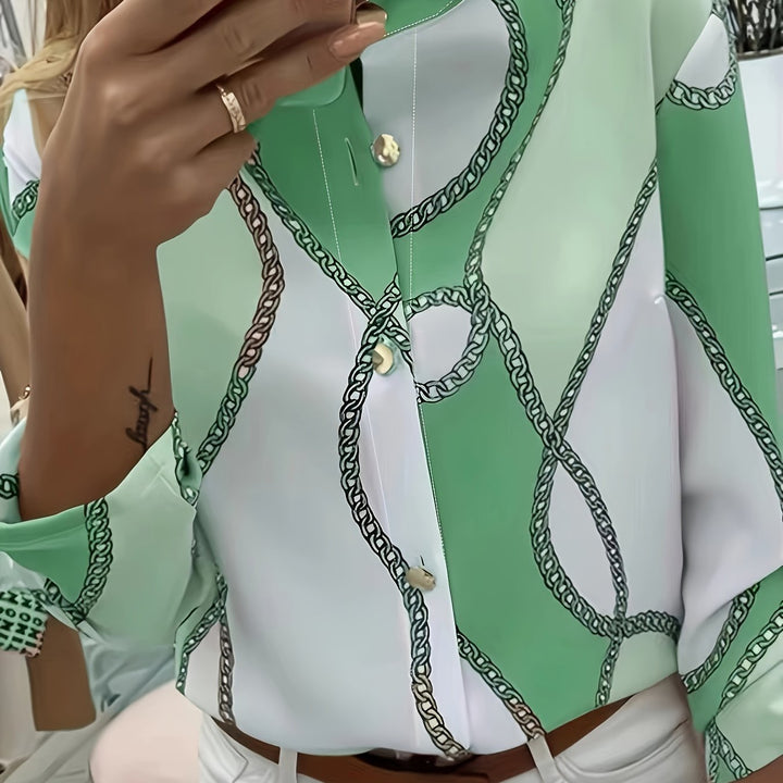 Ingrid | Chain-Print Collared Shirt