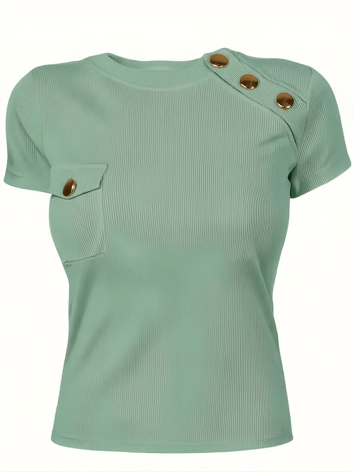 Isla | Button-Accent Short-Sleeve T-Shirt