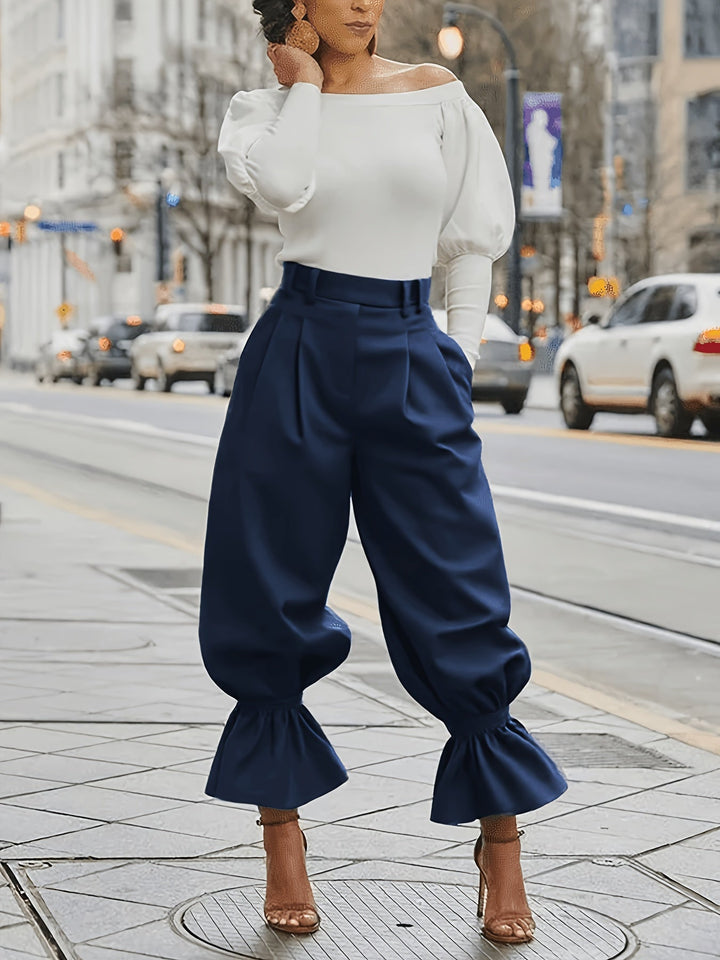 Maren | Ruffled-Hem Wide-Leg Trousers