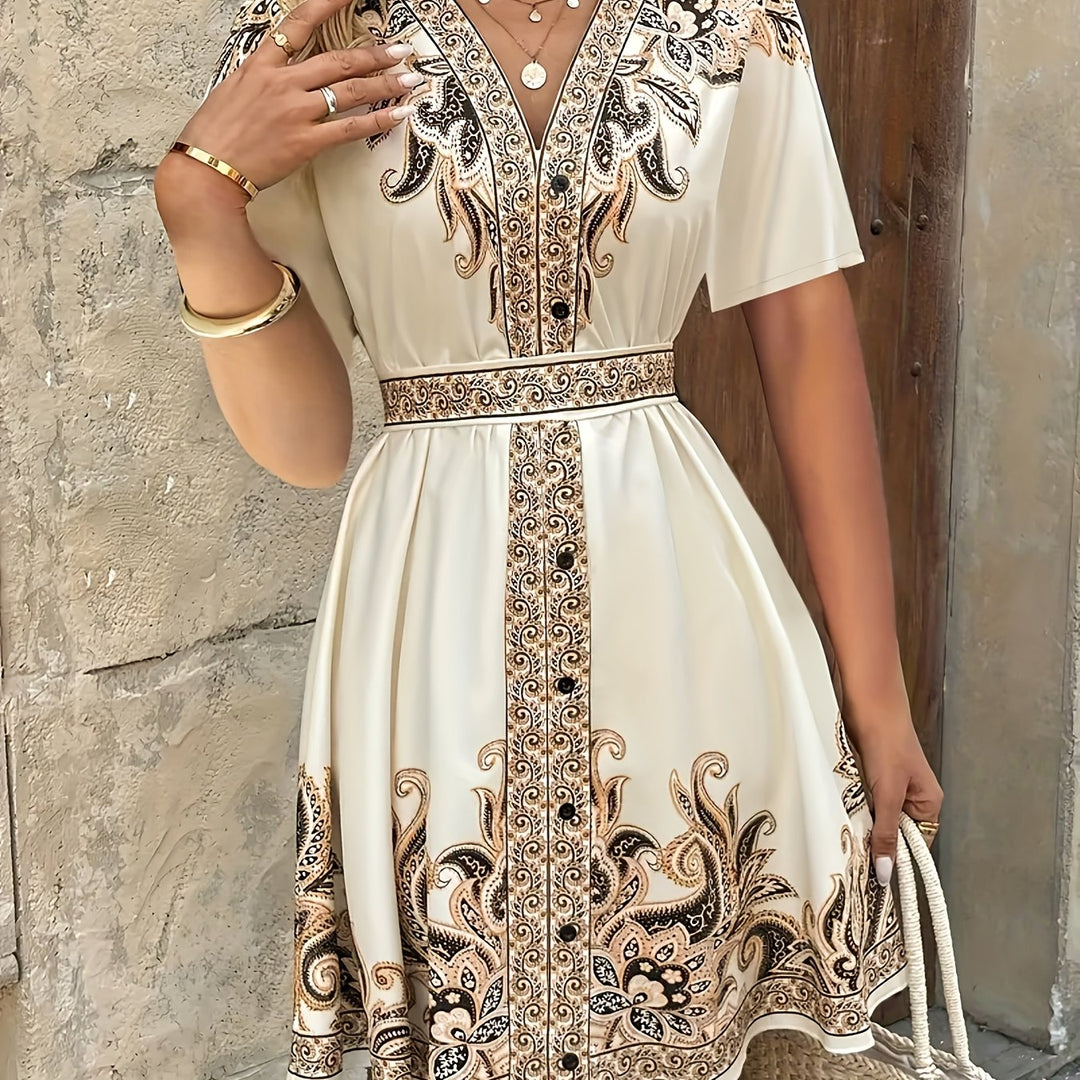 Georgia | Bohemian Print A-Line Dress