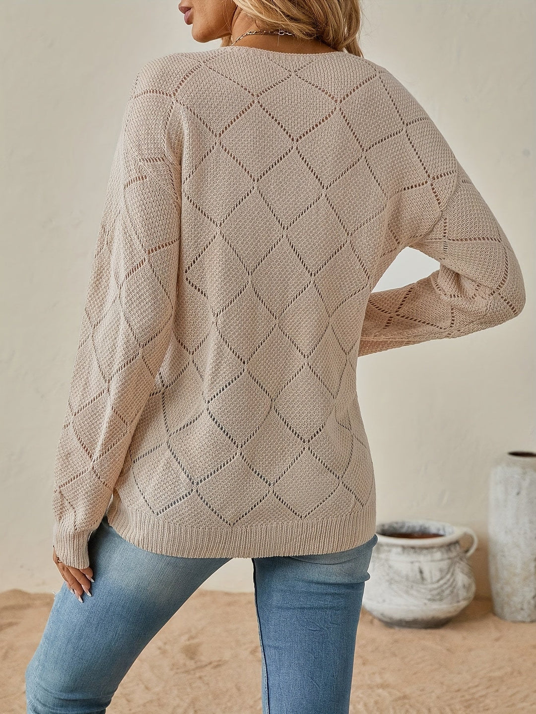 Camryn | Openwork V-Neck Jumper