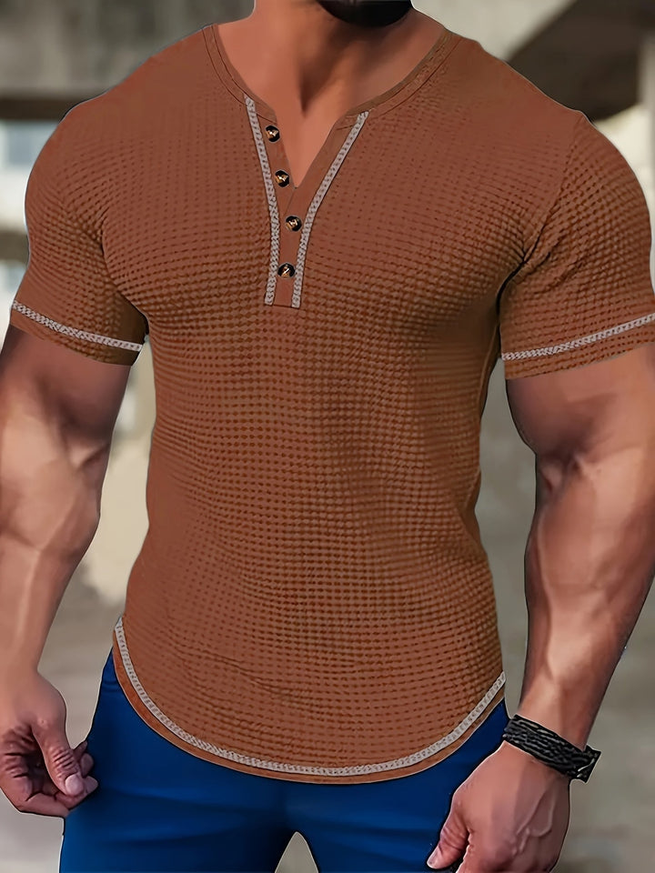 Vaughn | Textured Short Sleeve Henley Shirt
