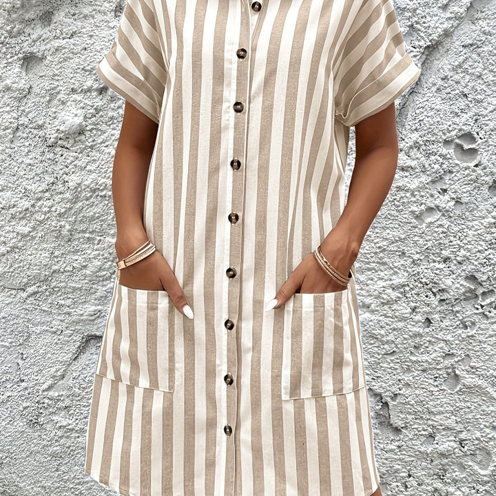 Marion | Belted Striped Shirt Dress