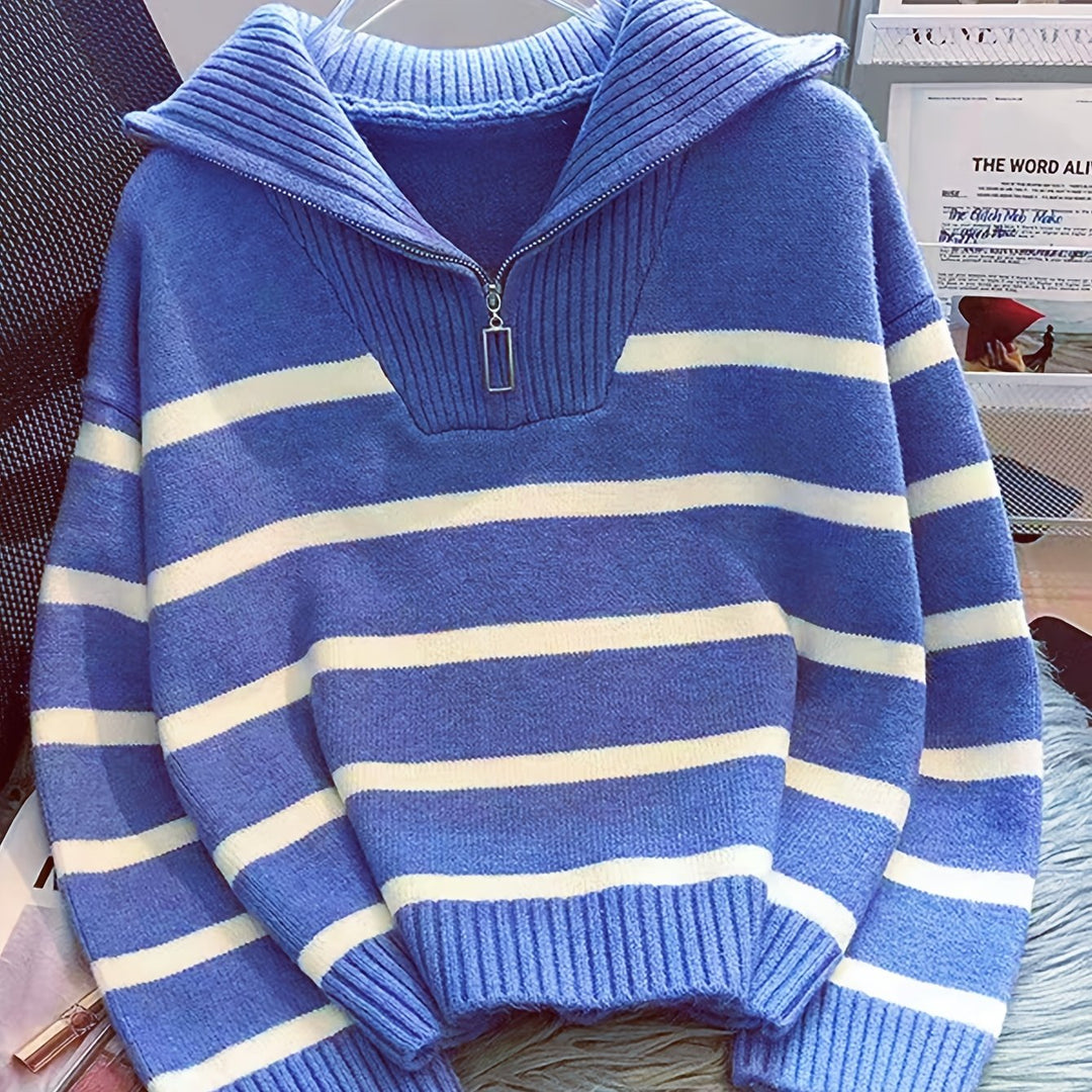Sabina | Striped Quarter-Zip Jumper