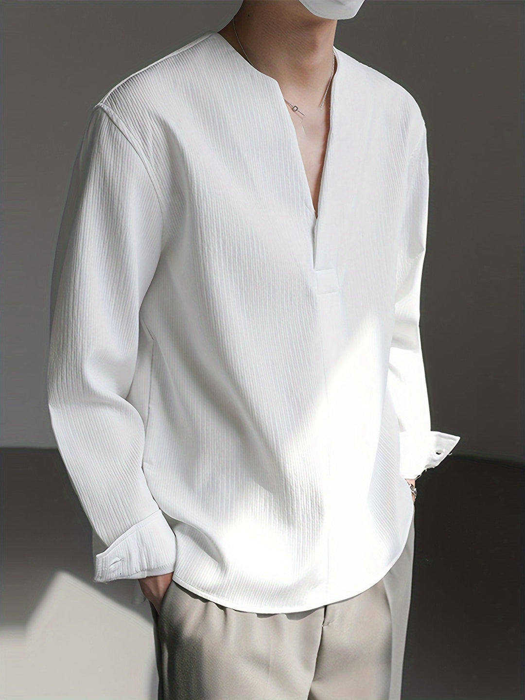 Franklin | Collarless V-Neck Shirt