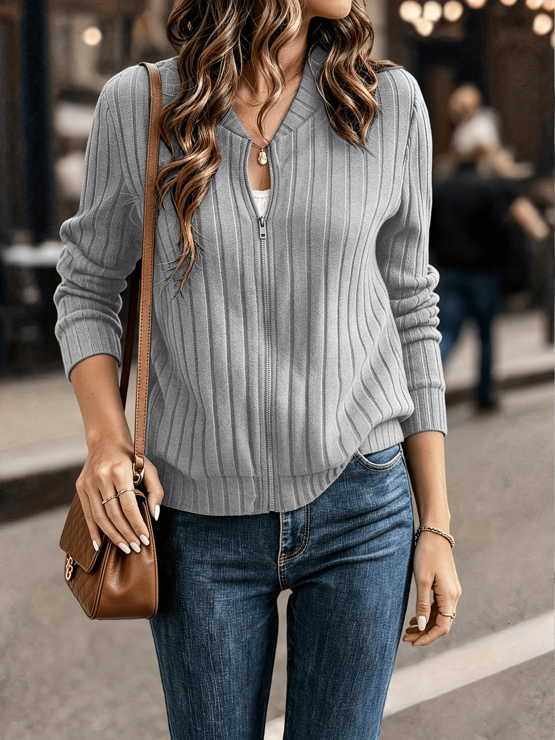 Blair | Ribbed Zip-Front Jacket