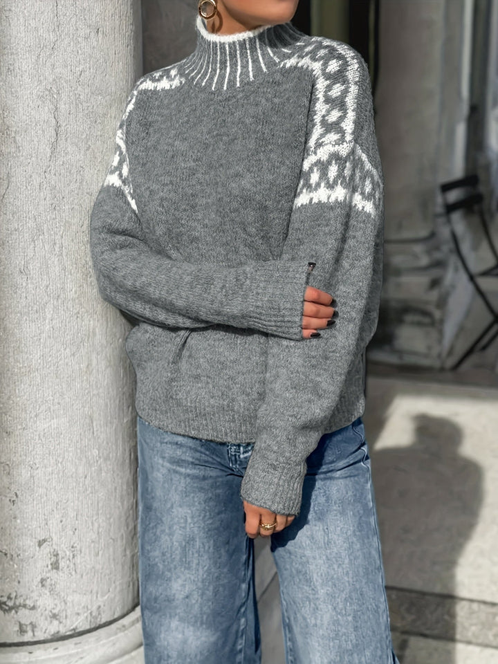 Corinna | Contrast-Trim Mock-Neck Jumper