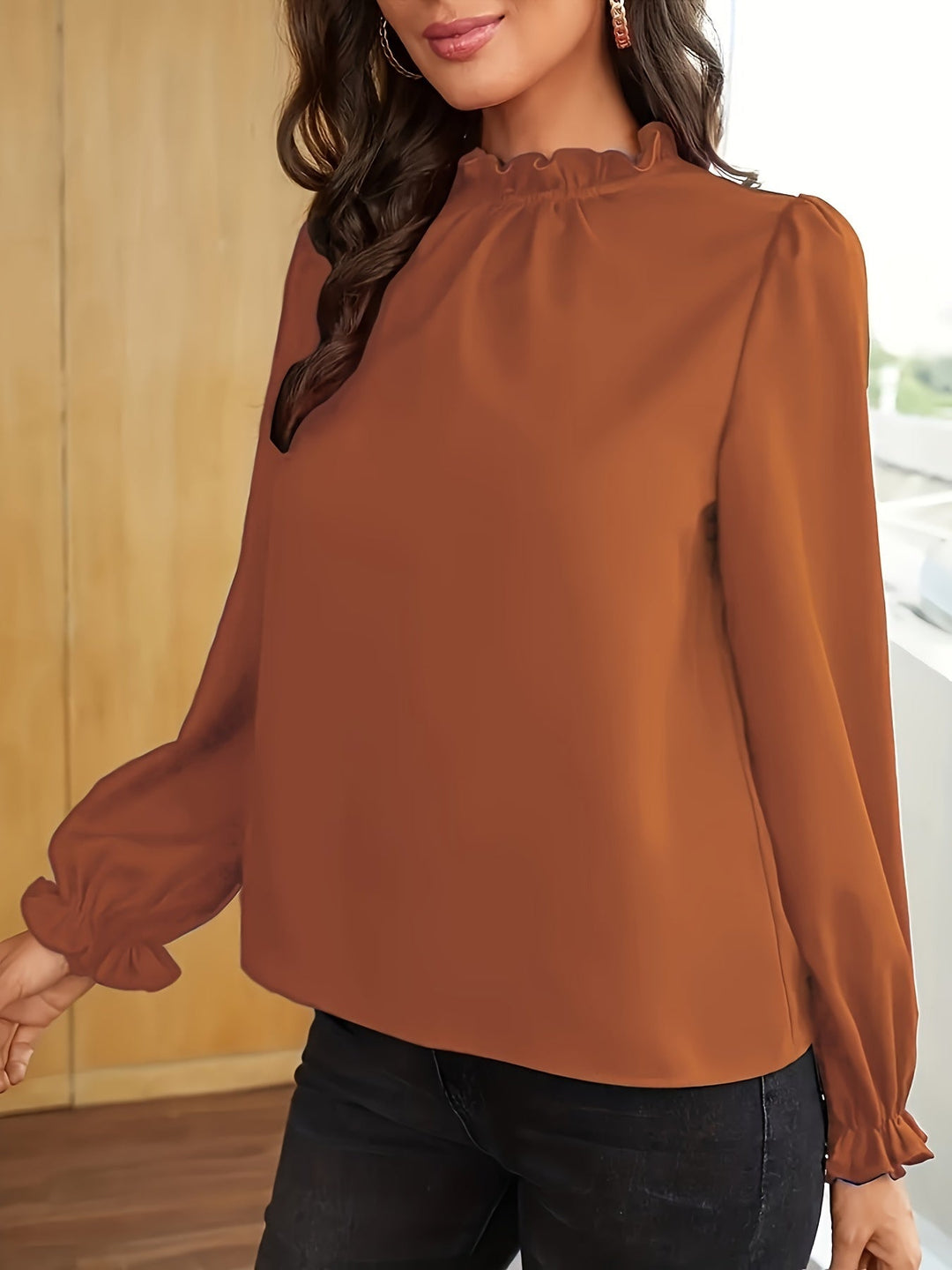 Tamsin | Ruffled High-Neck Puff Sleeve Blouse