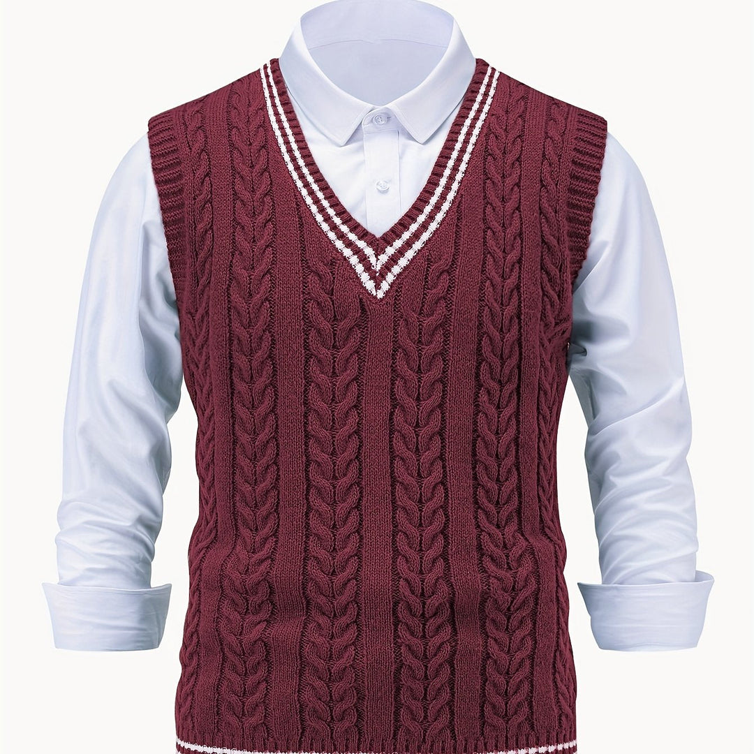 Gideon | Cable-Knit V-Neck Jumper Vest