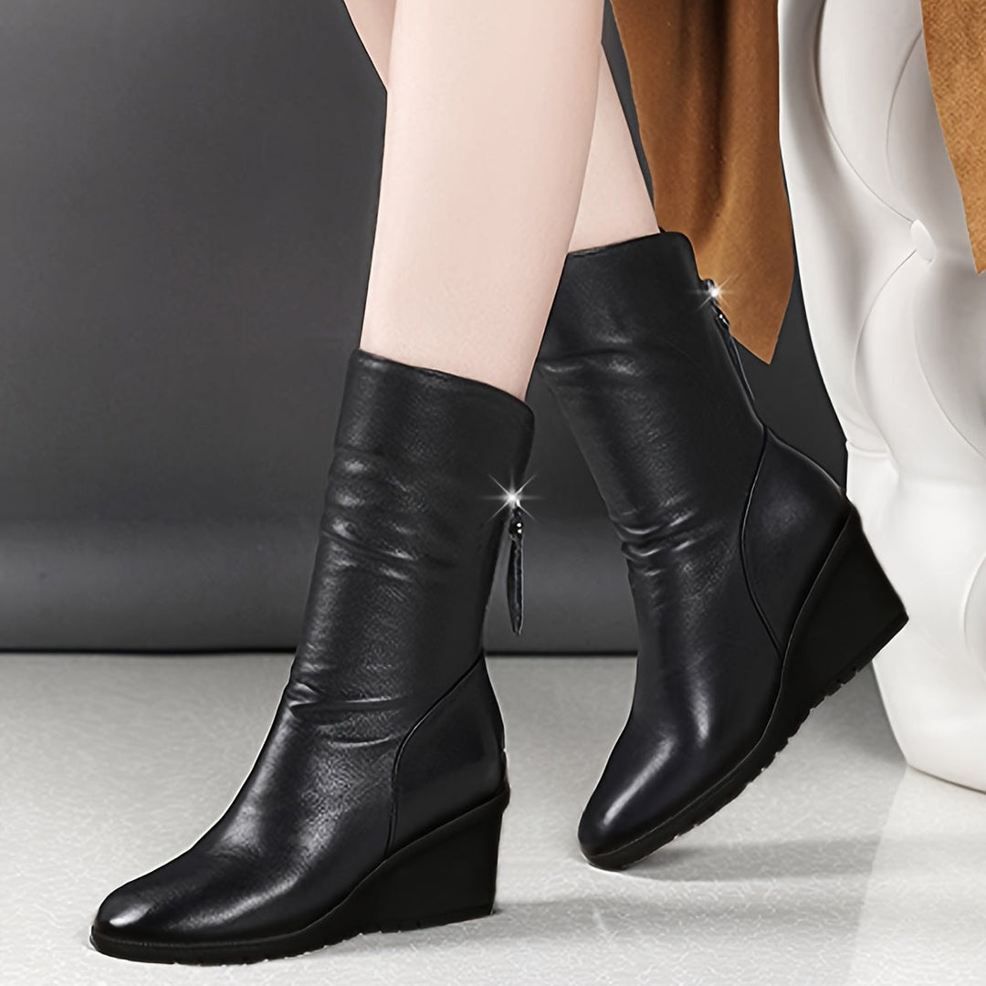 Verity | Sleek Wedge Mid-Calf Boots