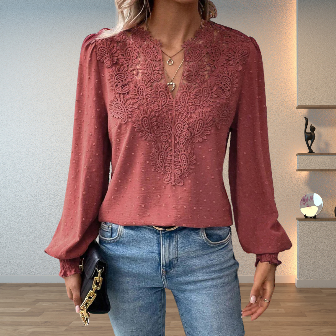 Marlene | Elegant Lace-Trim Blouse