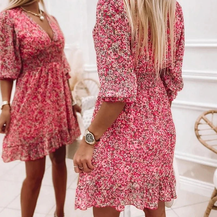Penelope | Elegant Floral V-Neck Dress