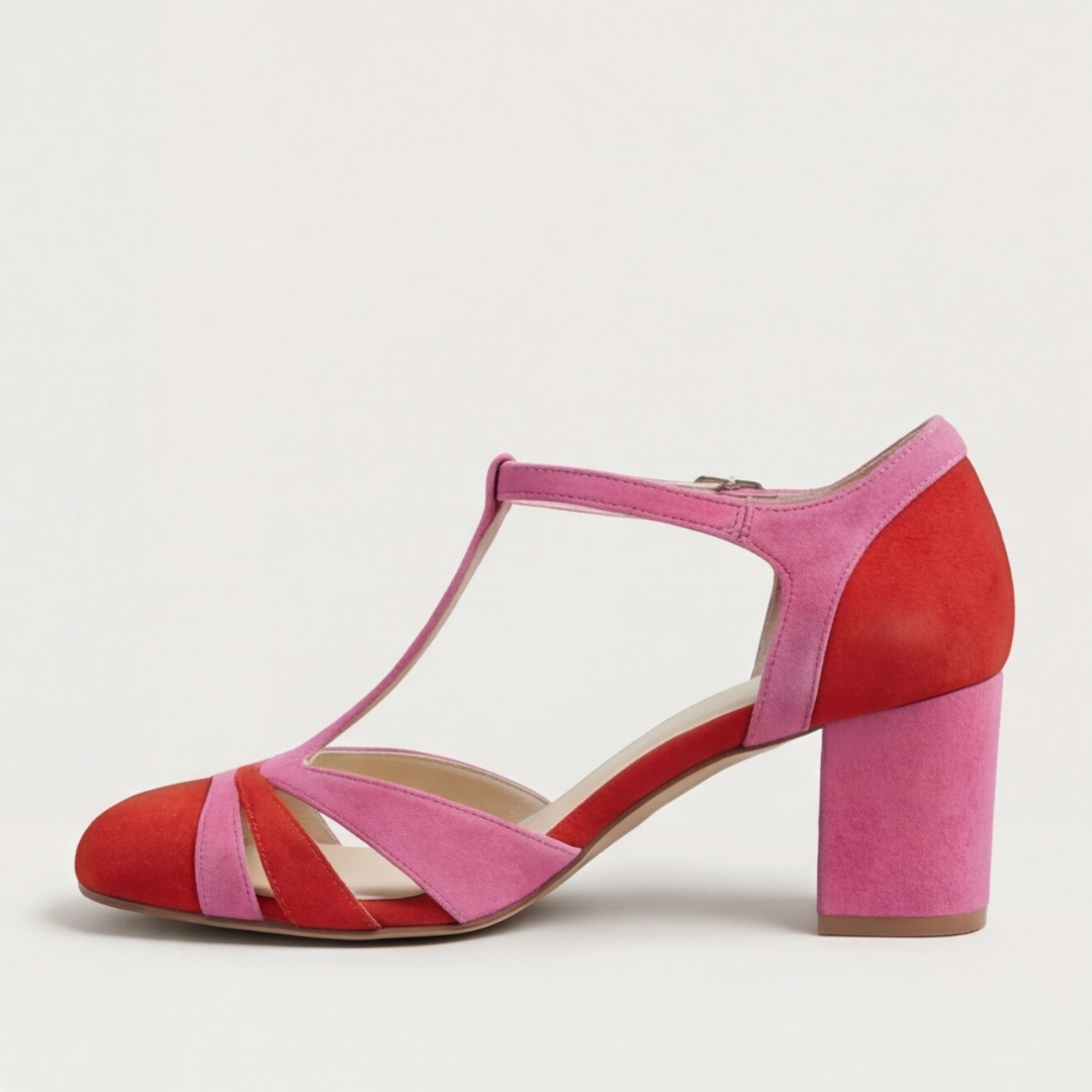 Joanna | Modern Closed Toe T-Strap Heels