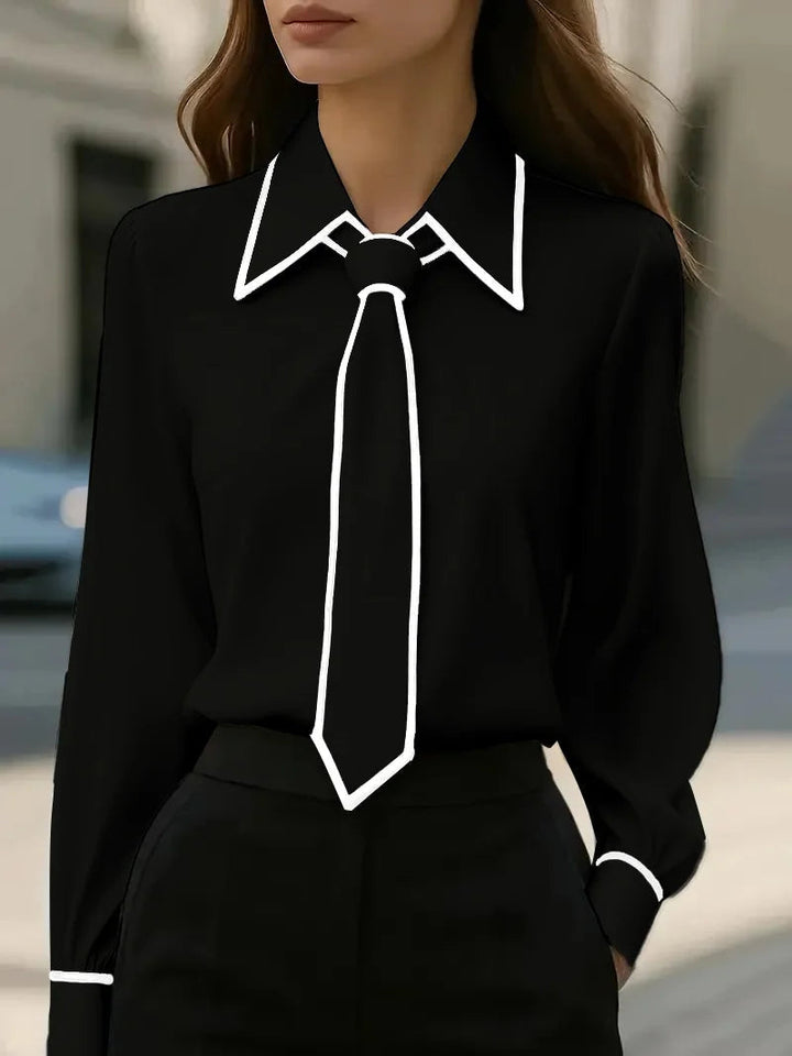 Adelina | Contrast Tie Blouse