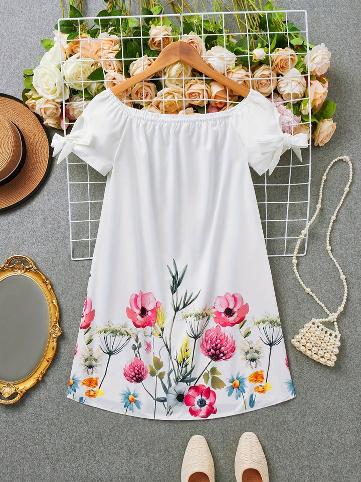 Gemma | Off-Shoulder Floral Bow Dress