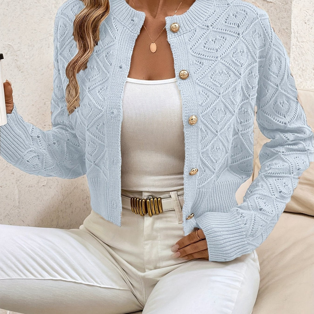 Della | Textured Button-Front Cardigan