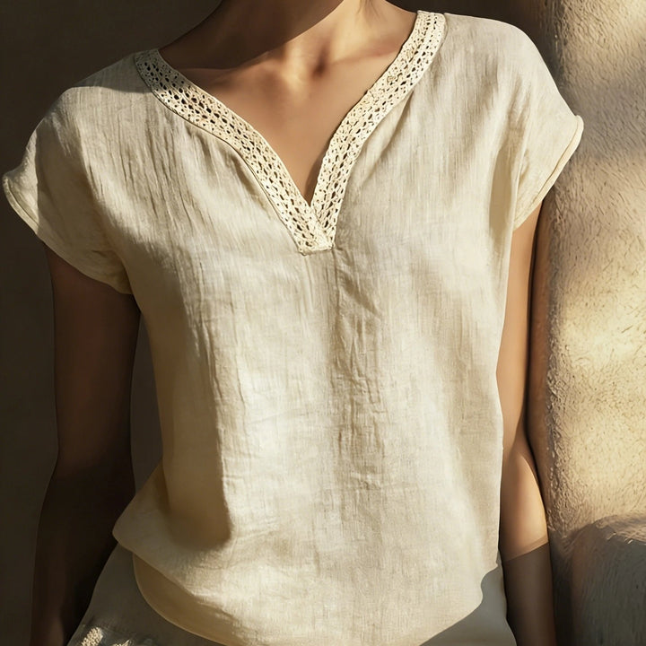 Bonnie | Lace-Trim V-Neck Top