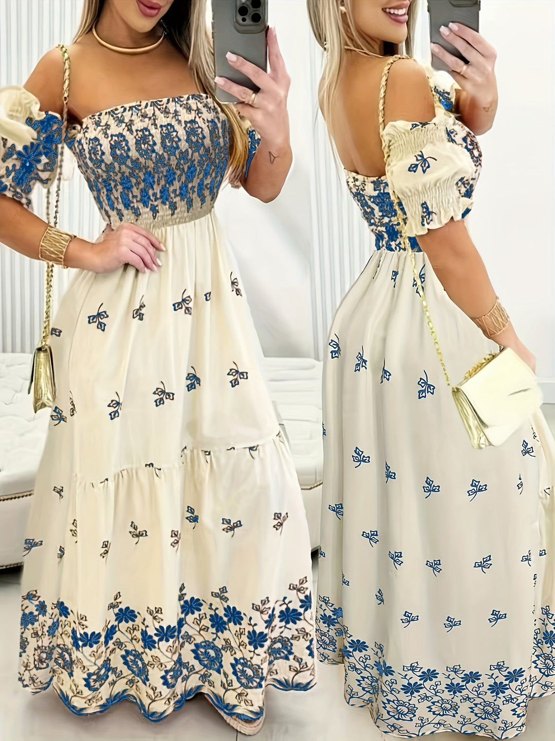 Seraphina | Off-the-Shoulder Floral Maxi Dress