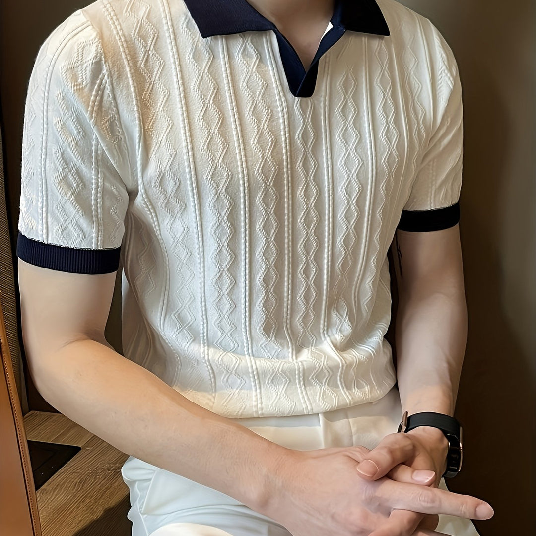 Barrett | Textured Contrast-Collar Polo Shirt
