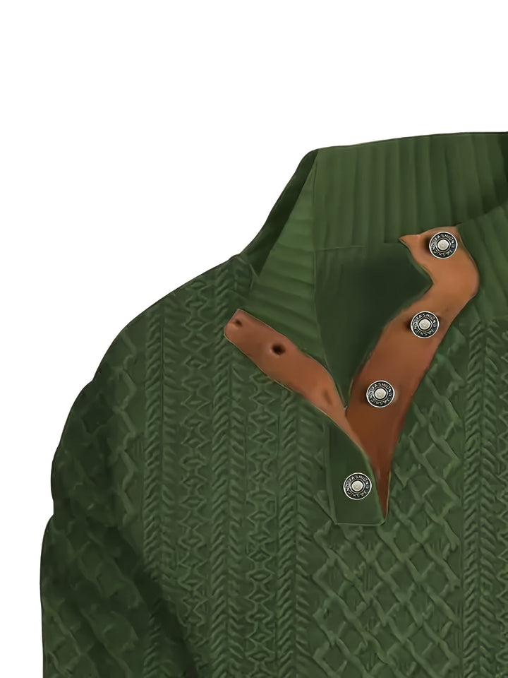 Ronan | Stand Collar Button Henley Jumper