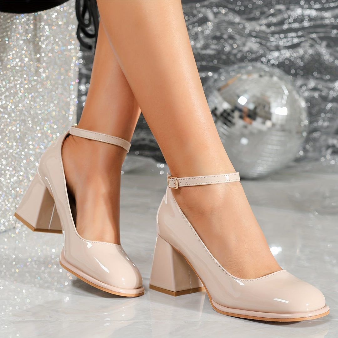 Celeste | Classic Shiny Patent Strap Heels