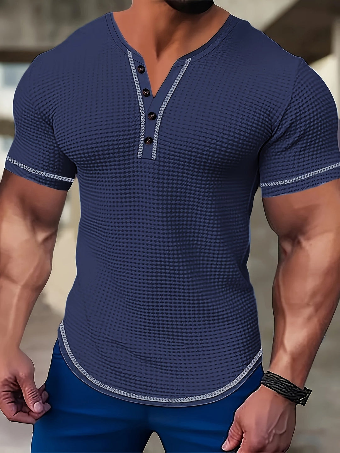Vaughn | Textured Short Sleeve Henley Shirt
