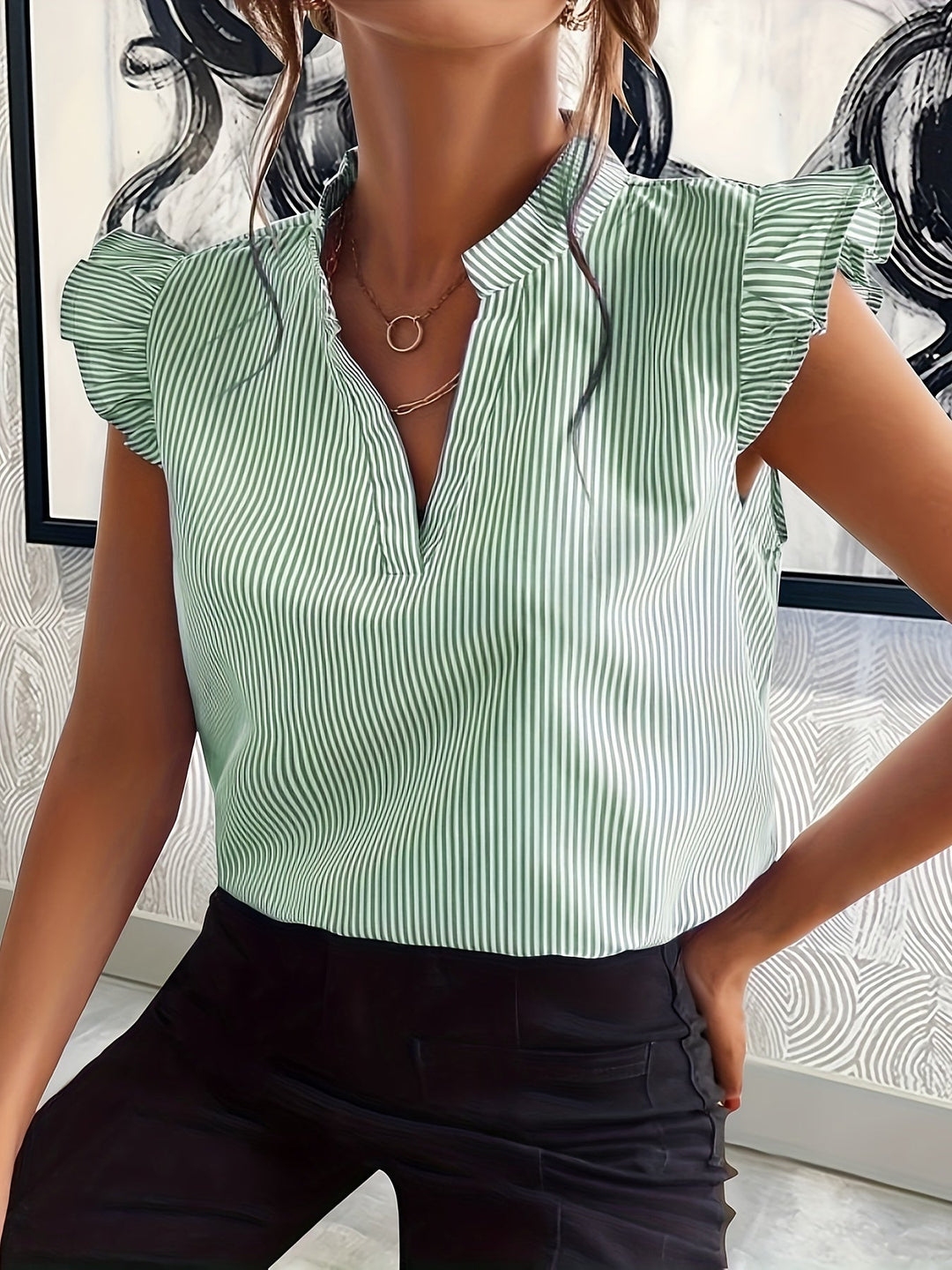Rowan | Ruffle-Sleeve V-Neck Blouse