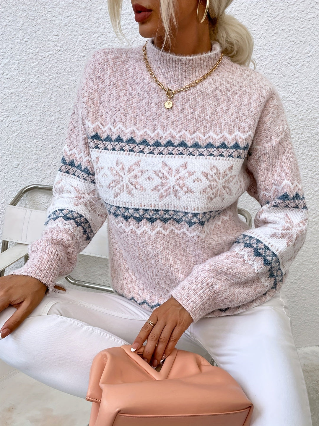 Tamsin | Cozy Snowflake Mock-Neck Jumper