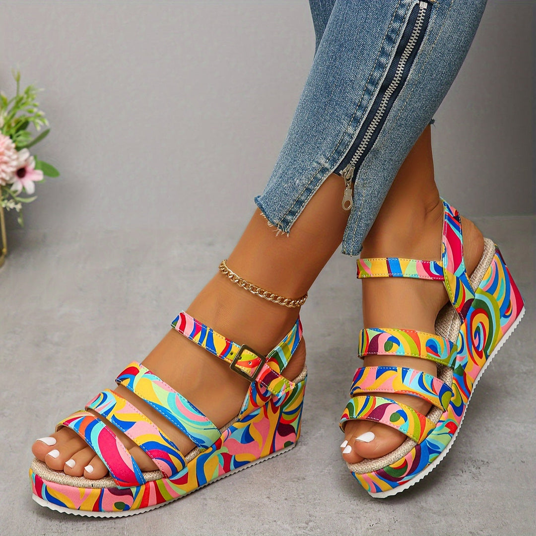 Rosalind | Elegant Strappy Platform Wedge Sandals