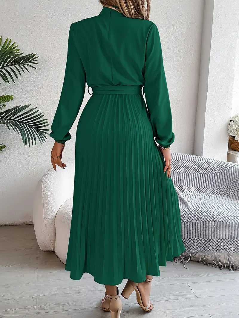 Isabelle | Long-Sleeve Belted Waist Midi Dress
