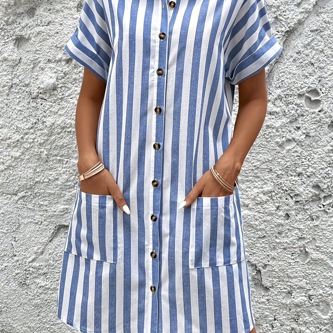 Marion | Belted Striped Shirt Dress