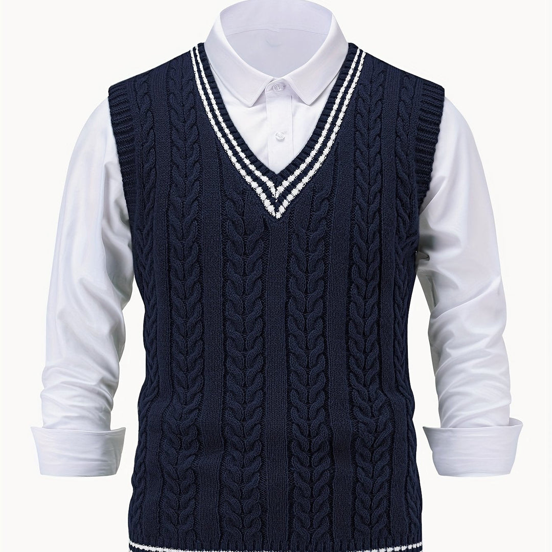 Gideon | Cable-Knit V-Neck Jumper Vest