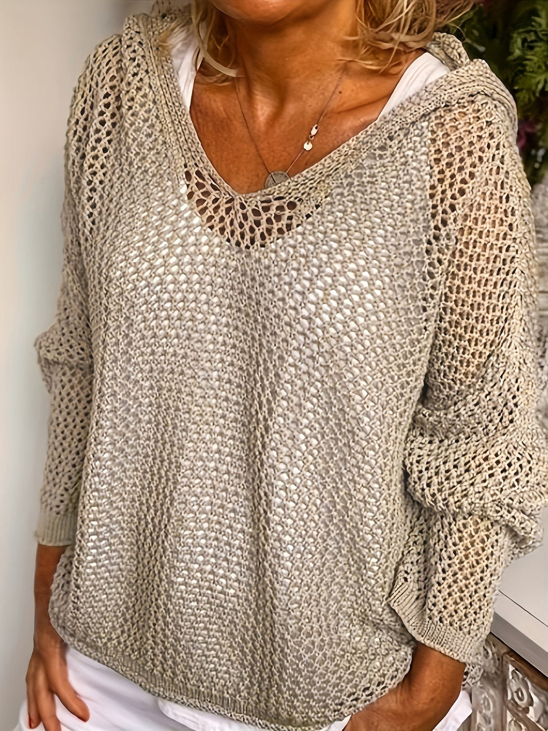 Delaney | Relaxed Open-Knit Hooded Jumper