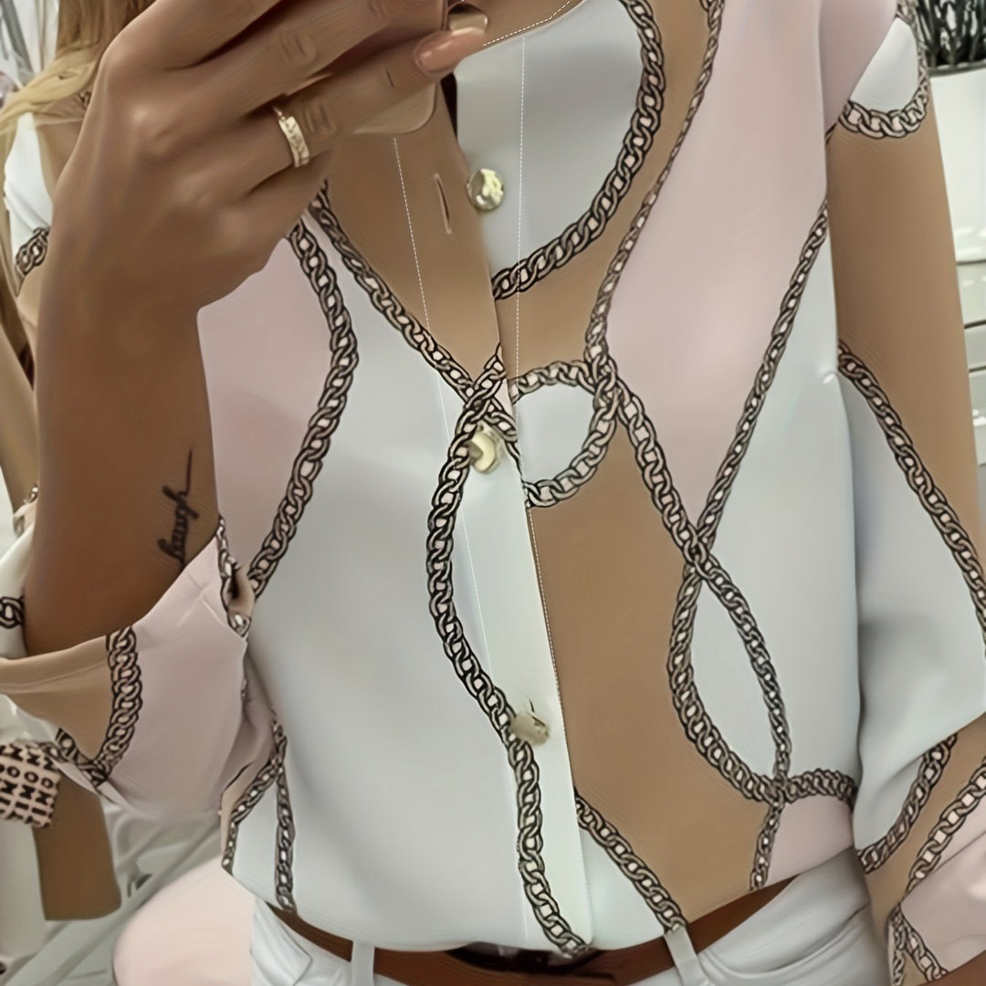 Ingrid | Chain-Print Collared Shirt