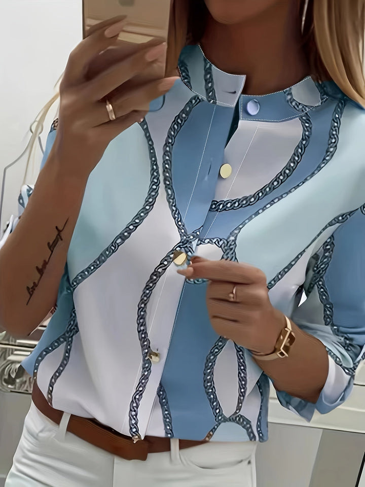 Ingrid | Chain-Print Collared Shirt