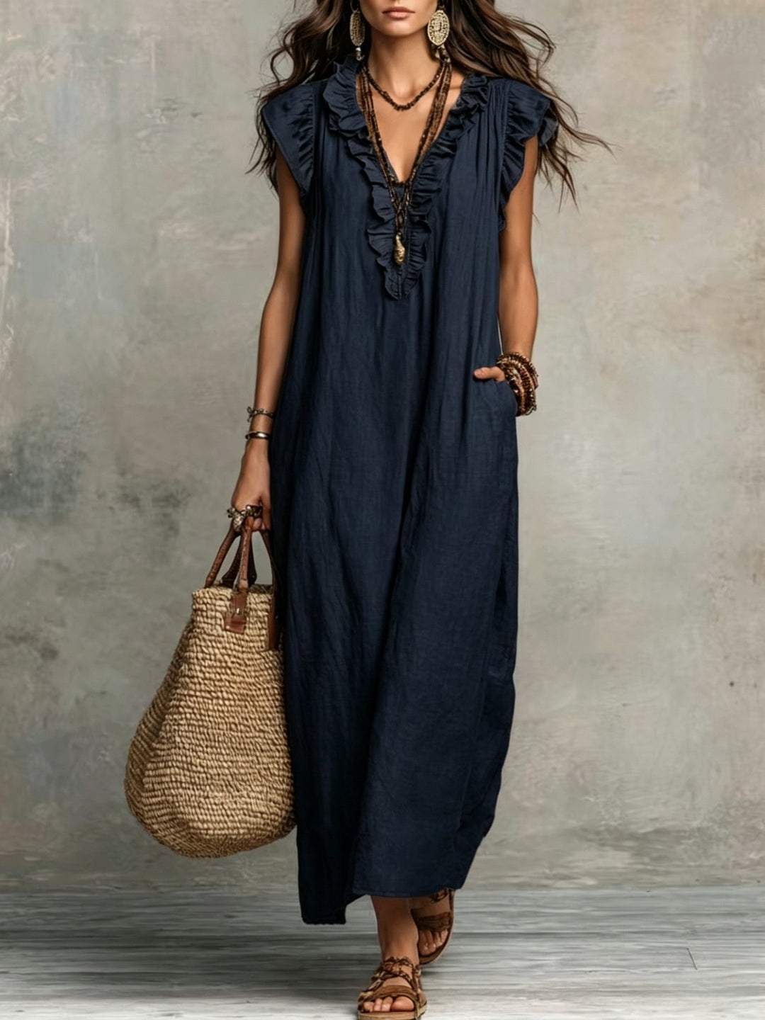 Marisol | Ruffled Bohemian Maxi Dress