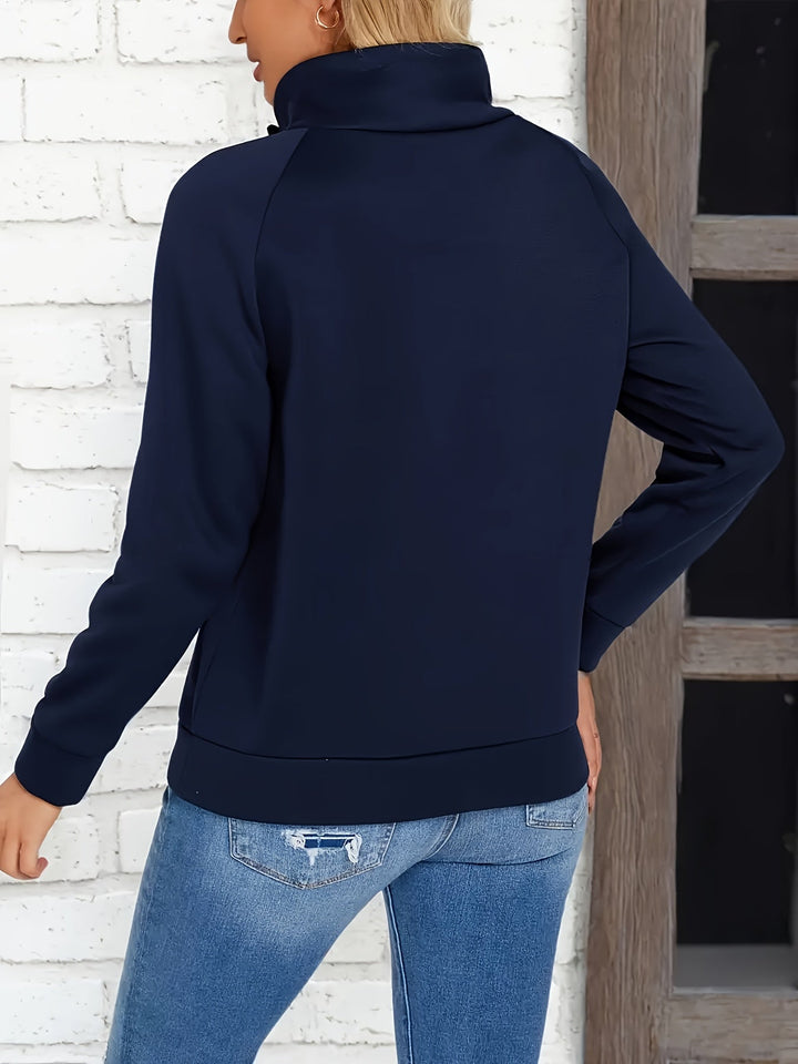 Kirsten | Button-Accent Stand Collar Sweatshirt