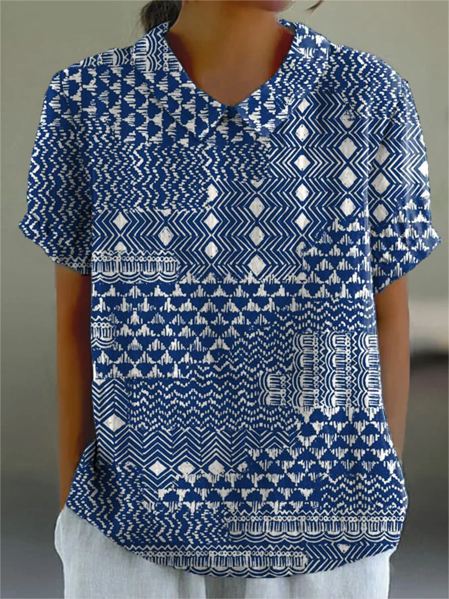 Rosie | Stylish Tribal Art Collar Shirt