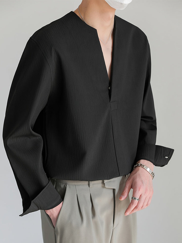 Franklin | Collarless V-Neck Shirt