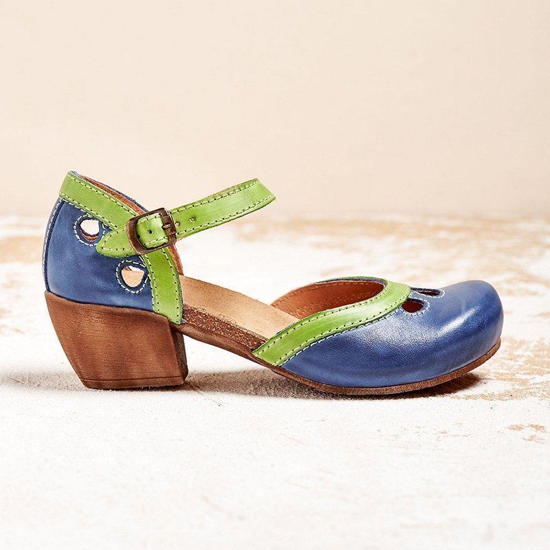 Felicity | Comfort Low-Heel T-Strap Sandals